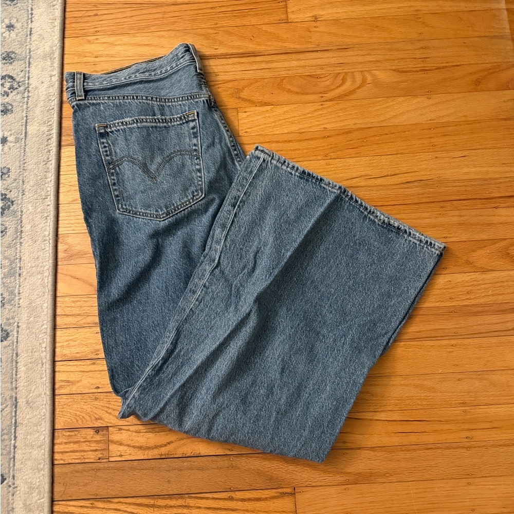 Levi's Medium Blue Flare Wide Leg Jeans